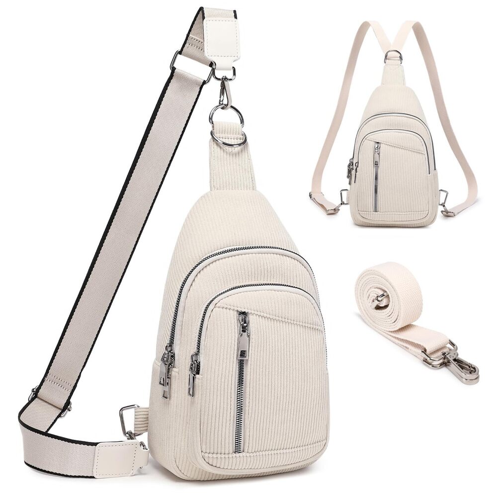 1190 Sling Bag Trendy Small Sling Backpack Crossbody Purse Corduroy Cross